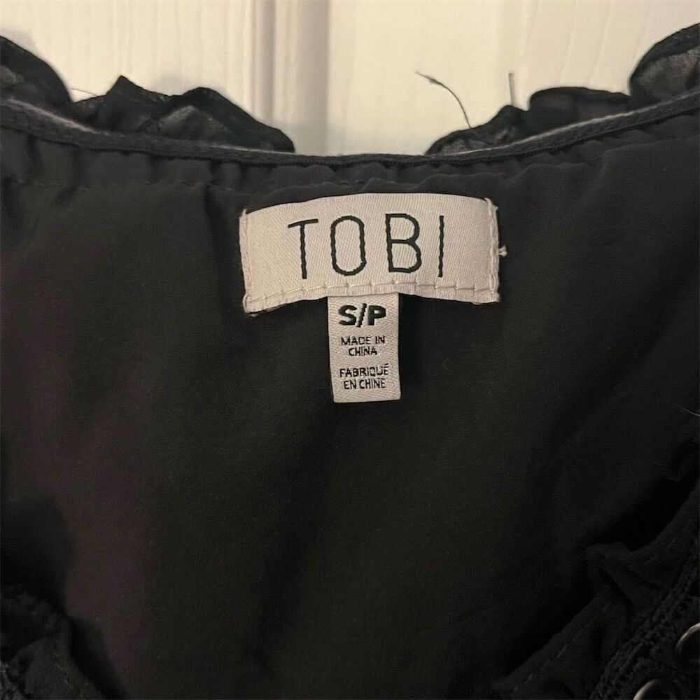 Tobi Women's Petite Black Ruffle Maxi Dress Sleeveless Formal S - Picture 4 of 6